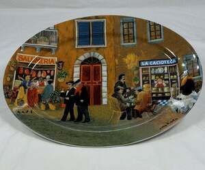 Guy Buffet Tuscan Storefronts 16-Inch Fine Porcelain Oval Serving Platter
